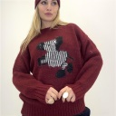 maglione girocollo in viscosa zebra